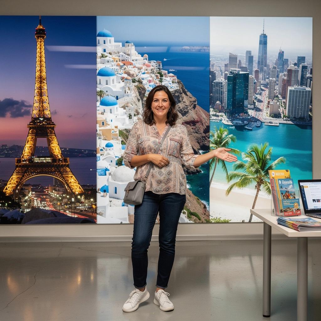 Grupa turystów zwiedzająca nowojorskie atrakcje, takie jak Statua Wolności